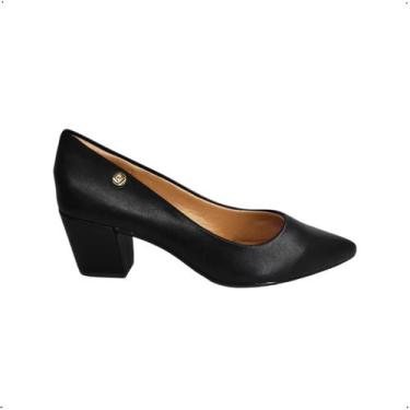 Imagem de Sapato Social Light gel Scarpin Bico fino Salto Grosso 595, 35, Napa p
