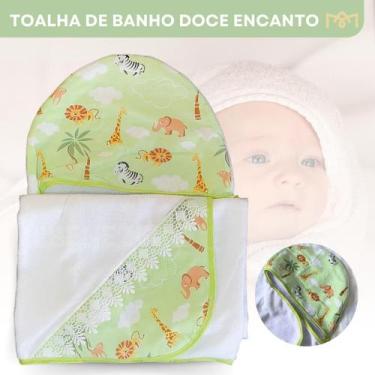 Imagem de Toalha de Banho Para Bebe Com Capuz Camada Dupla Antialérgica Prático 