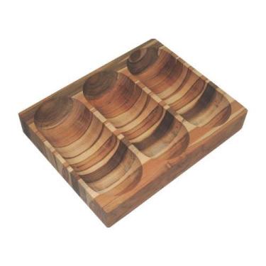 Imagem de Gamela Funda com Nichos Tramontina em Madeira Teca FSC 31x31 cm 135343