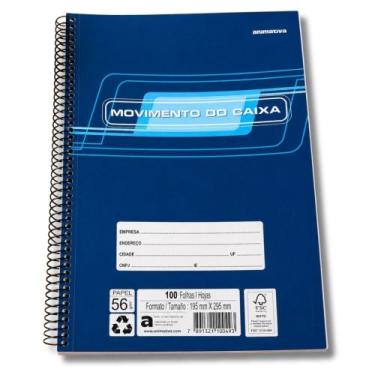 Imagem de Livro Movimento de Caixa 100 Folhas Azul Espiral para Controle Finance