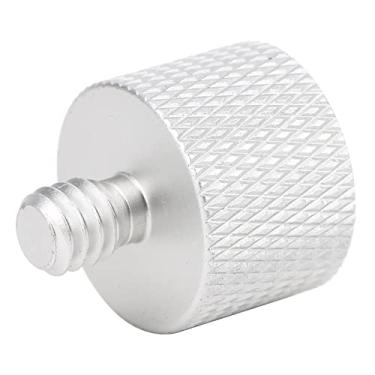 Imagem de Adaptador de rosca para pedestal de microfone, Oxidação anódica 5/8 fêmea para 1/4 macho Adaptador de rosca antideslizante para montagem em pedestal de microfone(Prata (F2B))
