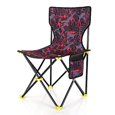 Imagem de Yajun Assento de piquenique para acampamento, ferramenta de pesca, cadeira de viagem, ultraleve, dobrável, portátil, de quatro cantos, para churrasco, para praia, vermelho, M