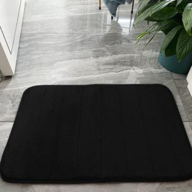 Imagem de Tapetes de banheiro macios de espuma viscoelástica – Tapetes de banheiro antiderrapantes absorventes para pisos de cozinha e banheiro, preto 61 x 91 cm