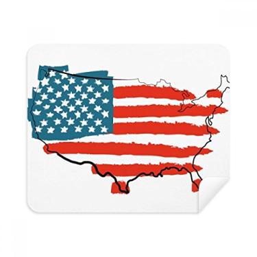 Imagem de Pano de limpeza de tela com mapa da bandeira dos EUA de estrelas e listras, 2 peças, tecido de camurça