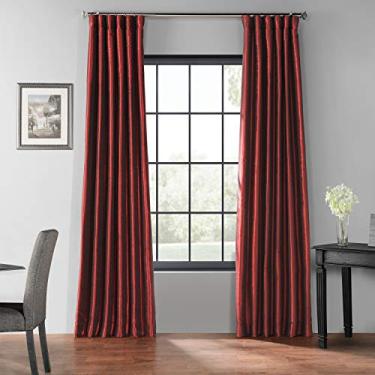 Imagem de HPD Half Price Drapes Cortinas blackout de seda sintética de 270 cm de comprimento para quarto e sala de estar cortina blackout texturizada vintage (1 painel), 127 cm L x 278 C, rubi