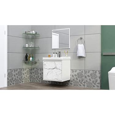 Imagem de Gabinete Armário Para Banheiro Pia Canis - Branco Marmorizado