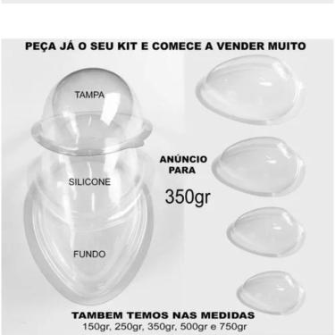 Imagem de Forma Silicone P/ Ovo De Pascoa 3 Parte P/ 350gr 5 Kits