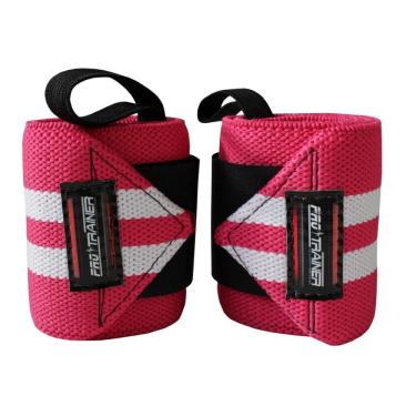 Imagem de Munhequeira Profissional Crossfit rosa com branco