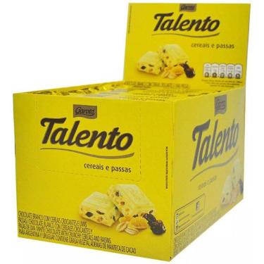Imagem de Chocolate Branco Tablete Talento Amarelo Cereais e Passas 90Gr com 12un 