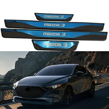 Imagem de GZBFTDH Proteção de Peitoril Soleira da Porta, para Mazda 3 2015-2022 Carro Acessórios, Aço Inoxidável Kick Plate Guard de Pedal de Limiar Protetor, Peças para Automóveis