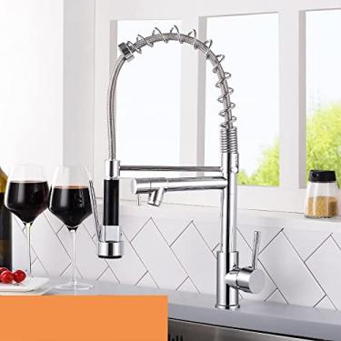 Imagem de Torneira de Níquel Escovado Torneira de Cozinha Estilo Primavera Pull Out Torneira Torneiras De Cozinha Tomada de Água Torneira Misturadora,chome black,China