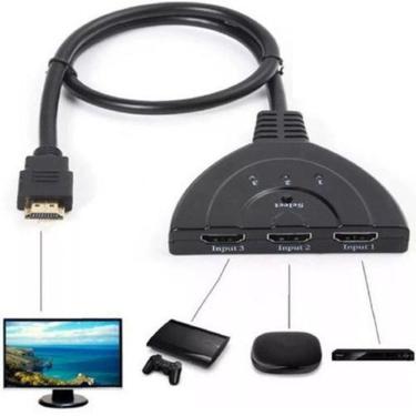 Imagem de Hub Hdmi Switch 3X1 Adaptador Cabo 3 Entradas E 1 Saída