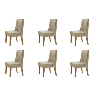 Imagem de Conjunto com 6 Cadeiras Apolo Luxo Linho Turim e Imbuia