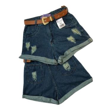 Short Feminino Jeans Curto Cintura Alta Moda Mom Blogueira