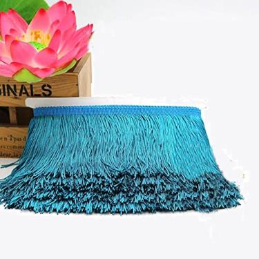 Imagem de 10 metros 9 cm borla curta franja guarnição de fita de renda borlas para cortinas vestidos costura franjas cores enfeites acessórios diy, azul pavão