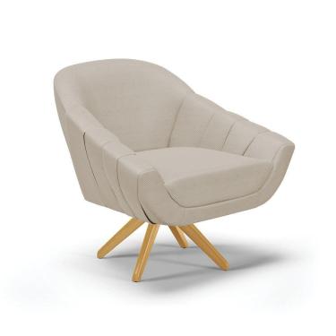 Imagem de Poltrona Giratória Veludo Base Madeira Ma30 A130 Prata