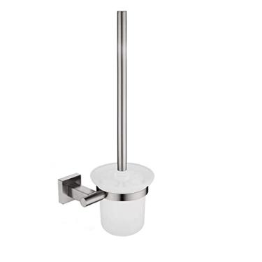 Imagem de Escova de banheiro de ouro escovado Escova de limpeza de aço inoxidável Escova sanitária de banheiro Escova de banheiro montada na parede Escova de cabo longo, níquel quadrado