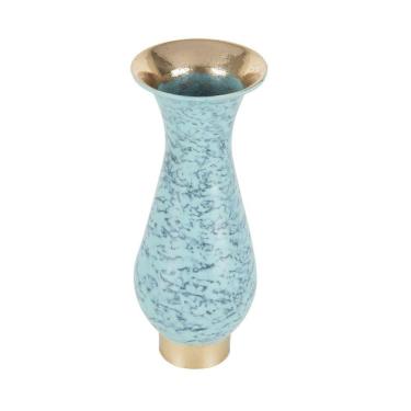 Imagem de Mini Vaso Decorativo de Metal Azul e Dourado 10x4cm Royal Decor