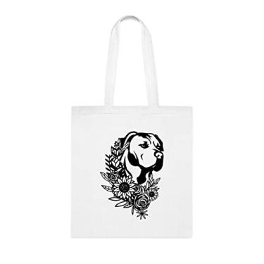 Imagem de Pitbull com design de flores por cortes e estampas, presente Pitbull, presente para Pitbull, aniversário Pitbull bolsa de ombro Pitbull, bolsa de ombro Pitbull, bolsa reutilizável Pitbull, Branco