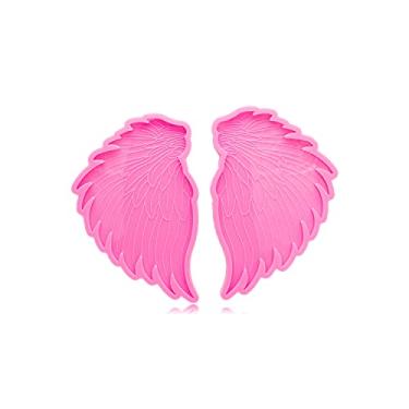 Imagem de Brilhante brilhante 2 peças/conjunto forma de asas molde de silicone moldes de resina epóxi faça você mesmo geodo porta-copos molde de ágata molde de resina porta-copos faça você mesmo tapetes de copo decoração de casa, 14 x 10 cm