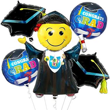 Imagem de Balões de formatura gigantes Mylar pulando – Grande 101 cm | Balão de boné de formatura para decorações de formatura para jardim de infância, pré-escola | Decorações de festa de formatura 2022