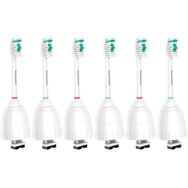 Imagem de Aoremon Cabeças de escova de dentes de substituição compatíveis com Philips Sonicare E-Series, pacote com 6 cabeças de escova de substituição vêm com tampas