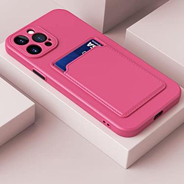 Imagem de Suporte de cartão carteira de silicone capa de telefone para iphone 11 12 13 pro max xs xr x 6 6s 7 8 plus se 3 2022 2020 13 mini capa à prova de choque, rosa vermelha, para iphone 7 8