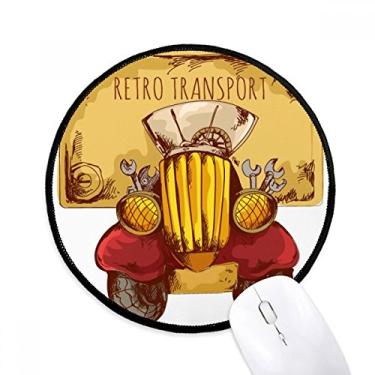 Imagem de DIYthinker Desenho animado retro vintage transporte de carro Reino Unido mousepad desktop escritório tapete redondo para computador