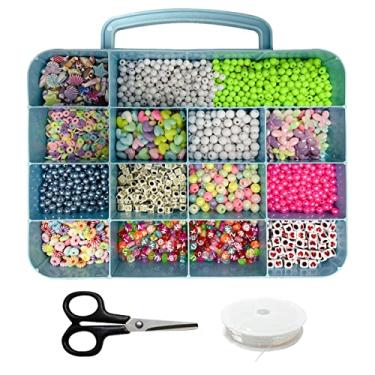 Imagem de Kit De Miçangas Infantil Com Perolas Coloridas Entremeio Variados Letra Alfabeto Completo Maleta com Aprox. 3000pcs