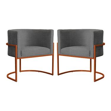 Imagem de Kit 02 Poltronas Luana Base em Bronze Linho Cores - DS Estofados
