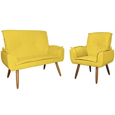 Imagem de Kit 1 Namoradeira mais 1 Poltrona Emília Suede Cores - DS Estofados