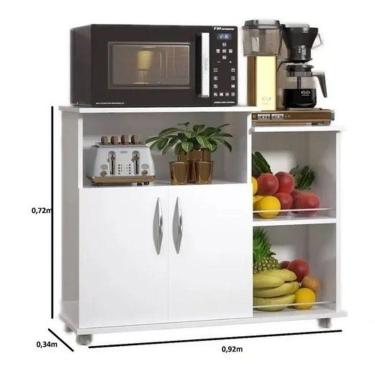 Imagem de Fruteira Armário Branco Cozinha Base Micro-Ondas Multiuso