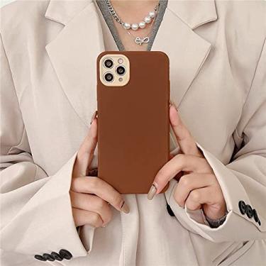 Imagem de Capa de telefone de cor sólida marrom bege para iPhone 12 Pro Max 11 13 Pro Max XS Max XR X 8 7 Plus SE 20 Capa elegante fosca, F1, para iPhone SE (2020)