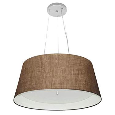 Imagem de Lustre Pendente Cone Cúpula Duplo Tecido 25/60x50 cm, Vivare Iluminação, Pendente4015 LCBR, Café/Branco, Grande