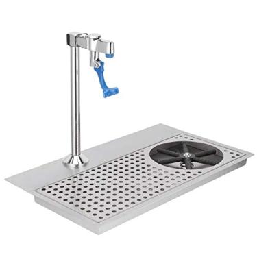 Imagem de Enxaguante de vidro, lavador de copos de aço inoxidável comercial para lavadora de copos com vários ângulos de saída de água, enxaguador de limpeza de vidro com torneira, suporte hexagonal de flor de ameixa para hotel, cafeteria e restaurante