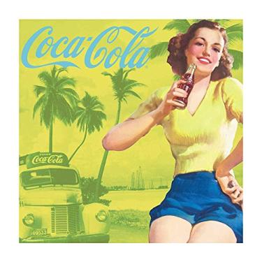 Imagem de Placa Magnética Coca-Cola Pin-Up Brown Lady Amarelo em Metal - Urban - 50x50 cm