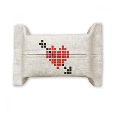 Imagem de Bolsa de linho de algodão para lenços faciais com pixel de coração