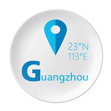 Imagem de Guangzhou Geografia Coordenadas Prato de viagem Decorativo Porcelana Salver Prato de jantar