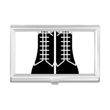 Imagem de Carteira masculina preta com desenho de botas altas e porta-cartões de visita