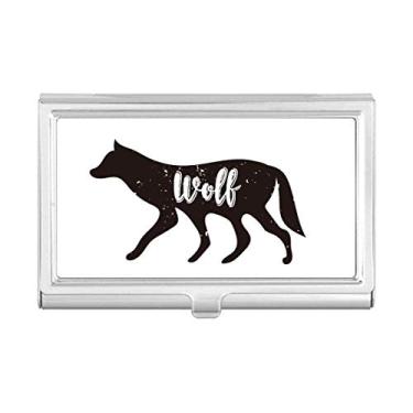 Imagem de Carteira de bolso com porta-cartões em preto e branco com estampa de lobo