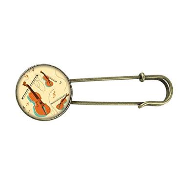 Imagem de Clipe de broche de metal retrô com estampa de instrumentos musicais de violino