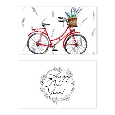 Imagem de Aquarela Bicycle Flor Lavanda Ano Novo Festival Cartão Bless Mensagem Presente