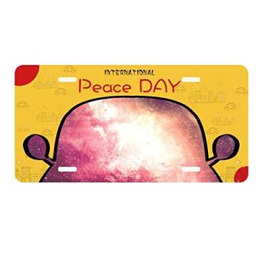 Imagem de DIYthinker Placa de carro rosa Nebulosa Golden Planet Linda estética Placa de carro Decoração Dia da Paz