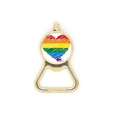 Imagem de Chaveiro de aço inoxidável Rainbow Gay Heart LGBT abridor de garrafas de cerveja