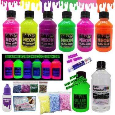 Imagem de Kit Para Fazer Slime Com Colas Neon E Luz Negra Lançamento - Ine Slime
