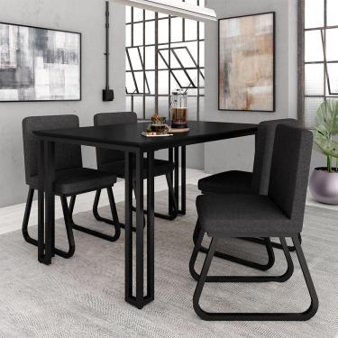Imagem de Mesa Com 4 Cadeiras Industrial 1,36 Deli Pt/pt/graf - Móveis Arapongas