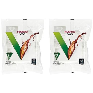 Imagem de HARIO Filtro de papel VCF-01-100W V60, branco, para 1-2 xícaras, feito no Japão, conjunto de 2