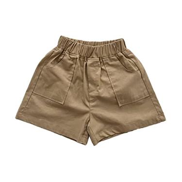 Imagem de Shorts para meninos infantis casuais de verão shorts diários bolso casual moda para roupas infantis shorts de verão (cáqui, 5-6 anos)