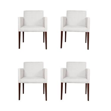 Imagem de Kit 4 Poltronas Nina Executiva Em Tecido Sintético - Branco - Cor: Branco
