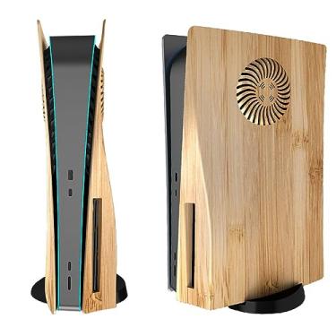 Imagem de Tampa do painel PS5, painel de cor de grão de madeira, painel rígido para a versão em disco do PS5, painel lateral ABS de painel alternativo, painel de cor de madeira